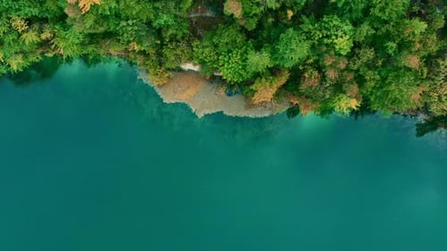 Beautiful view of a small lake and trees reflecting in the lake.