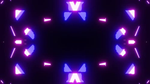 Neon light forming kaleidoscopic pattern changing over time