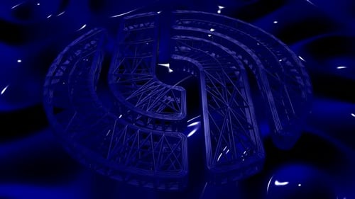 Abstract Blue Wireframe Rotating Geometric Loop Background