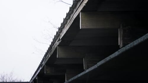 Wooden Roof Rafters Shelter From Falling Rain