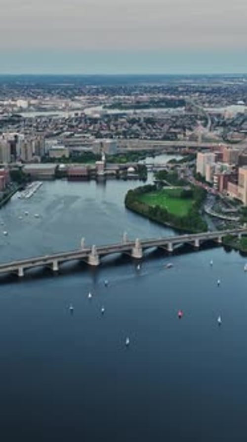 Aerial view of Boston showcasing the Charles River and skyline