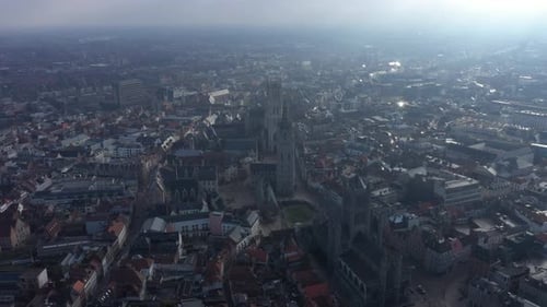 Aerial view of Saint Bavo Cathedral, Belgium.