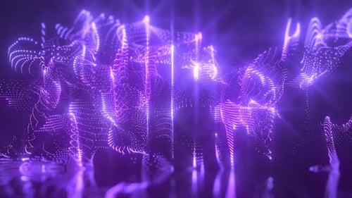 Abstract Flowing Particle Waves with Glowing Light Beams