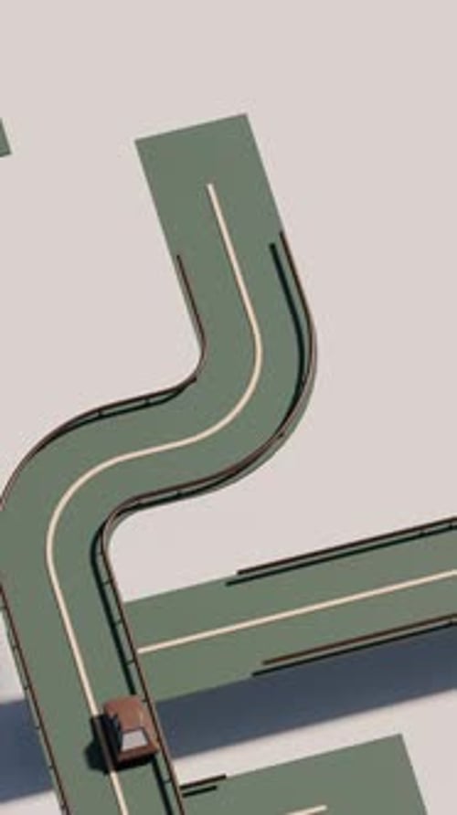 Seamless 3D Loop of Stylized Cartoon Cars Driving on Abstract Roads