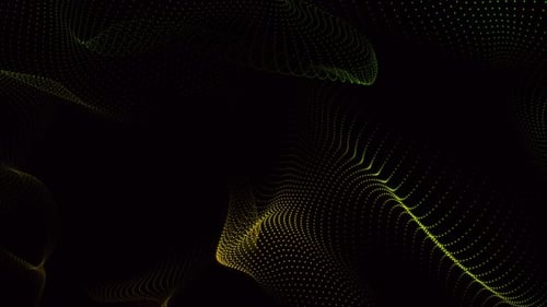 Futuristisches Punktmuster mit abstrakten Partikeln auf dunklem Hintergrund.