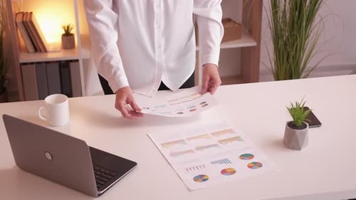 Data Analysis Financial Report Woman Charts Desk