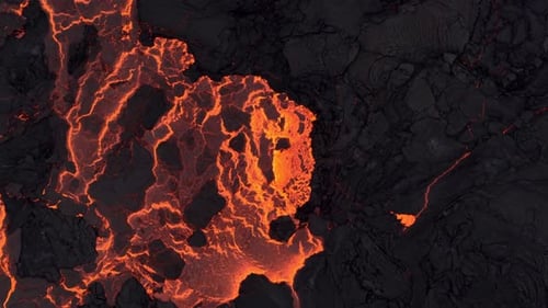 Vue aérienne de la coulée de lave à Grindavik, en Islande.