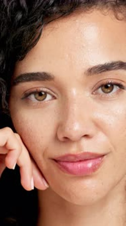 Woman Poses in a Beauty Shot with Curly Hair
