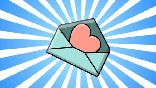 Animated Flat Design Love Letter with Heart Icon