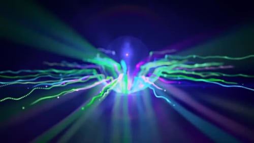 Abstract Neon Glowing Lines and Particles Background