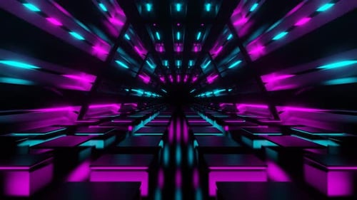 Pink And Cyan Rhomboid Neon Corridor Background Vj Loop In 4K
