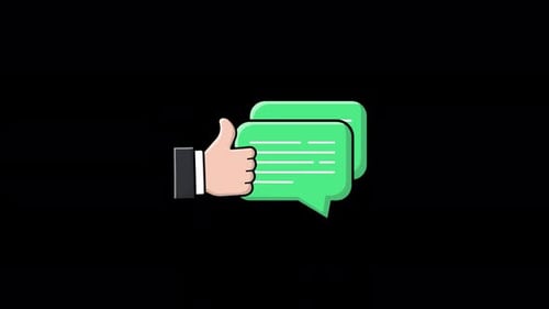 Animated Thumbs Up with Speech Bubbles Icon