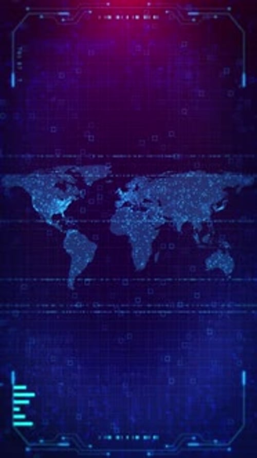 Futuristic Digital World Map Technology Background