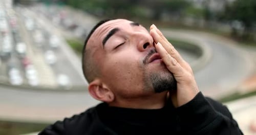 Emotional broken man suffering mental illness