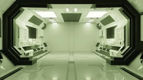 Futuristic control room interior