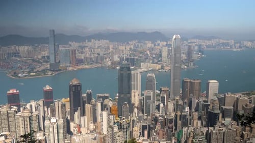 Victoria Harbour view, skyscrapers, Hong Kong city skyline, Asian landmark