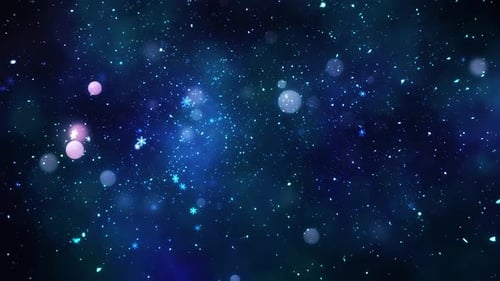 Glowing Snowflakes and Sparkling Particles Winter Holiday Background