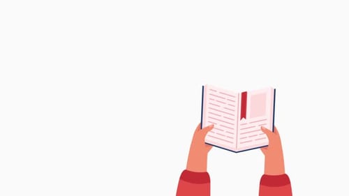 Animated Hands Holding Open Book Flat Design Education Illustration