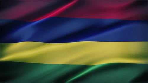 Mauritius Flag Waving in Realistic Fabric Loop