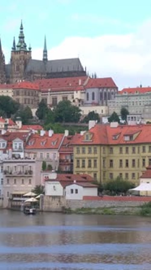 Vertical Video the Old Town of Prague Prague River