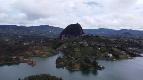 El Penon de Guatape from drone, Colombia
