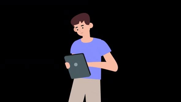Flat Design Animation of a Person Using a Tablet, Bugs Motion Graphics ...