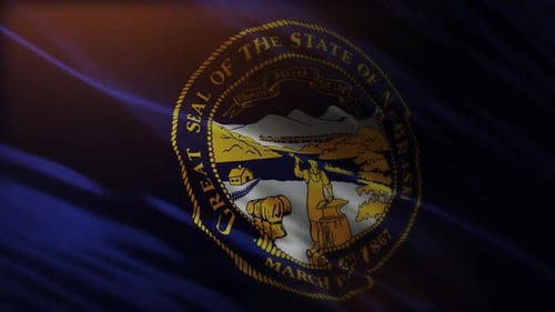 Realistic Great Seal of Nebraska Flag Waving Loop