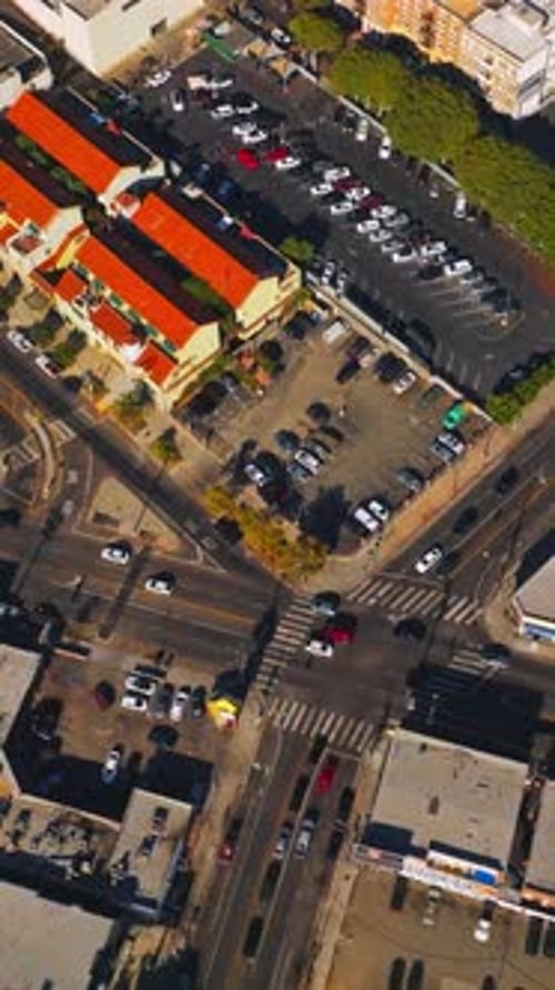 Streets of Los Angeles, United States with private transport moving around.