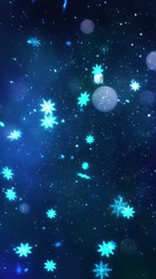 Glowing Blue Snowflakes Falling Down Loopable Background