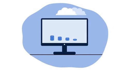 Business Graph Bar Dollar Coin Pc Monitor Blue Color White Background