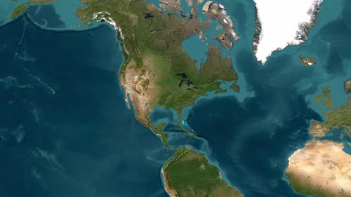 Satellite Map Zoom to El Salvador with Waving Flag