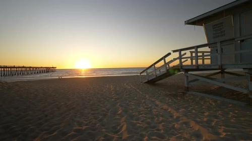Sunset Beach Lifeguard Shack Tracking Shot