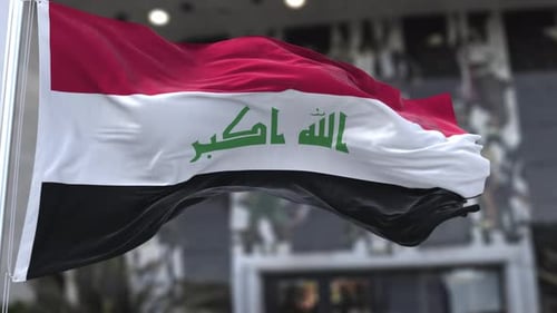 Realistic 3D Animation of Iraq National Flag Waving