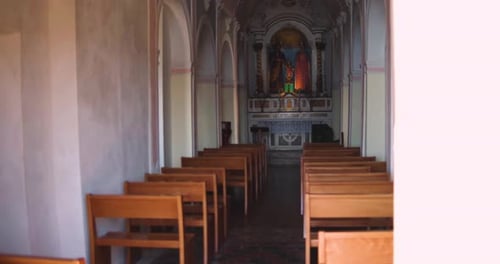 Small Church - camera pan - slow motion