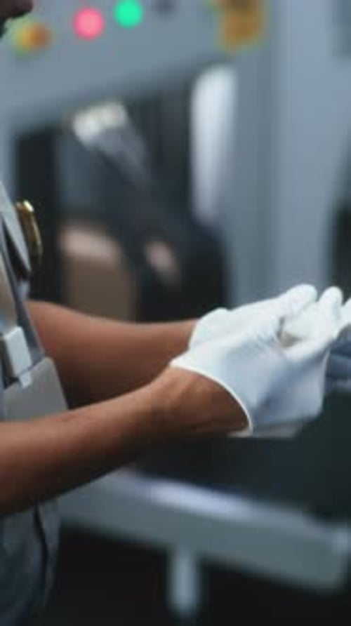 Airport Security Guard Inspecting Luggage