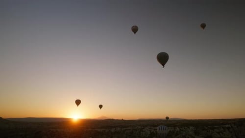 Hot Air Balloons Floating at Sunrise