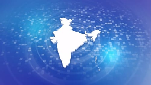 Animated Map of India Reveal on Digital Technology Background