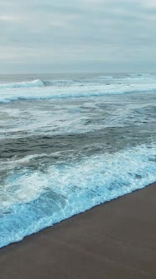 Vertical Video of Sea and Waves at Storm Day