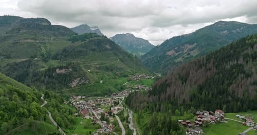 Bird Eye View of Rocca Pietore Italy Quaint Tourist Town
