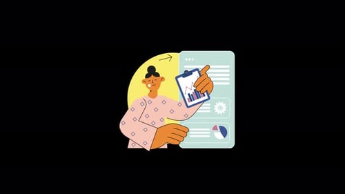 Woman analyzing data in a modern style illustration