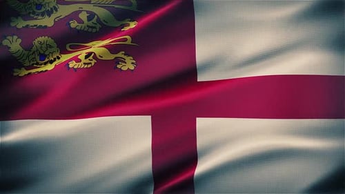 Guernsey And England Flag Waving With Dynamic Light Streak