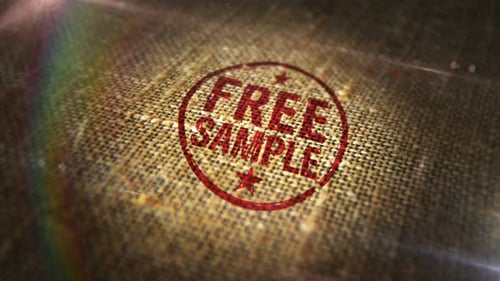Free sample sign stamp on linen sack loop