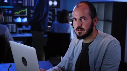 Man Working Late in Tech Data Office