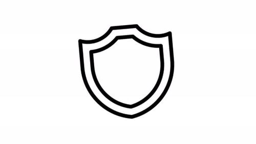 Animated Minimalist Line Art Security Shield Icon Loop
