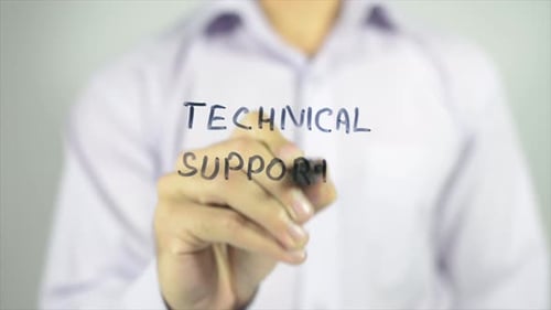 Suporte técnico, escrita na tela