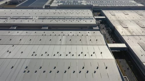 Factory building in city