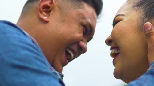 Smiling Couple Enjoying Intimate Moment Close Up