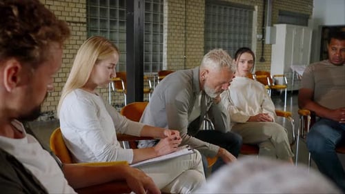 Group Therapy Session in Urban Office Space