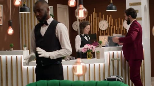 Hotel Check In at Reception Desk