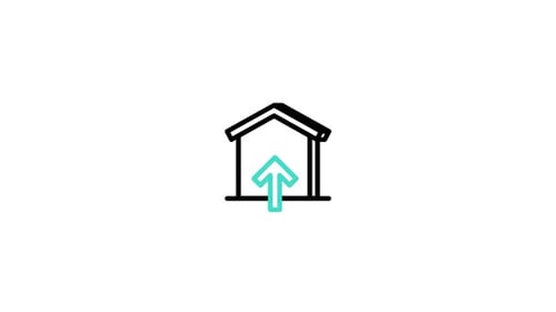 Flat Design Home Icon Animation with Upload Arrow